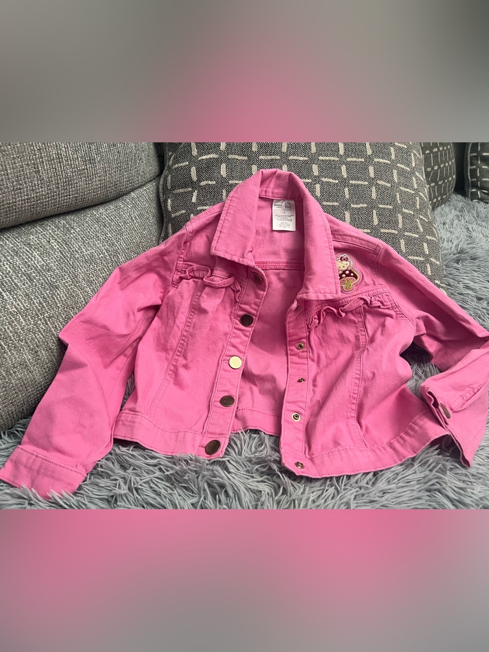 Toddler Pink Denim Jacket with Embroidered Patch